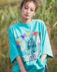 MARIA EMBROIDERY & PRINT RHINE STONE SHORT SLEEVE TEE