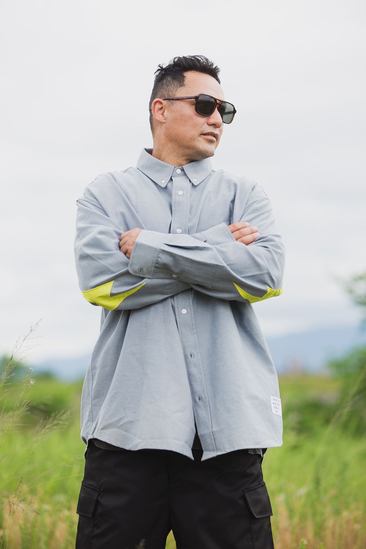 THUNDER FRANKEN EMBROIDERY LONG SLEEVED BUTTON-DOWN SHIRT