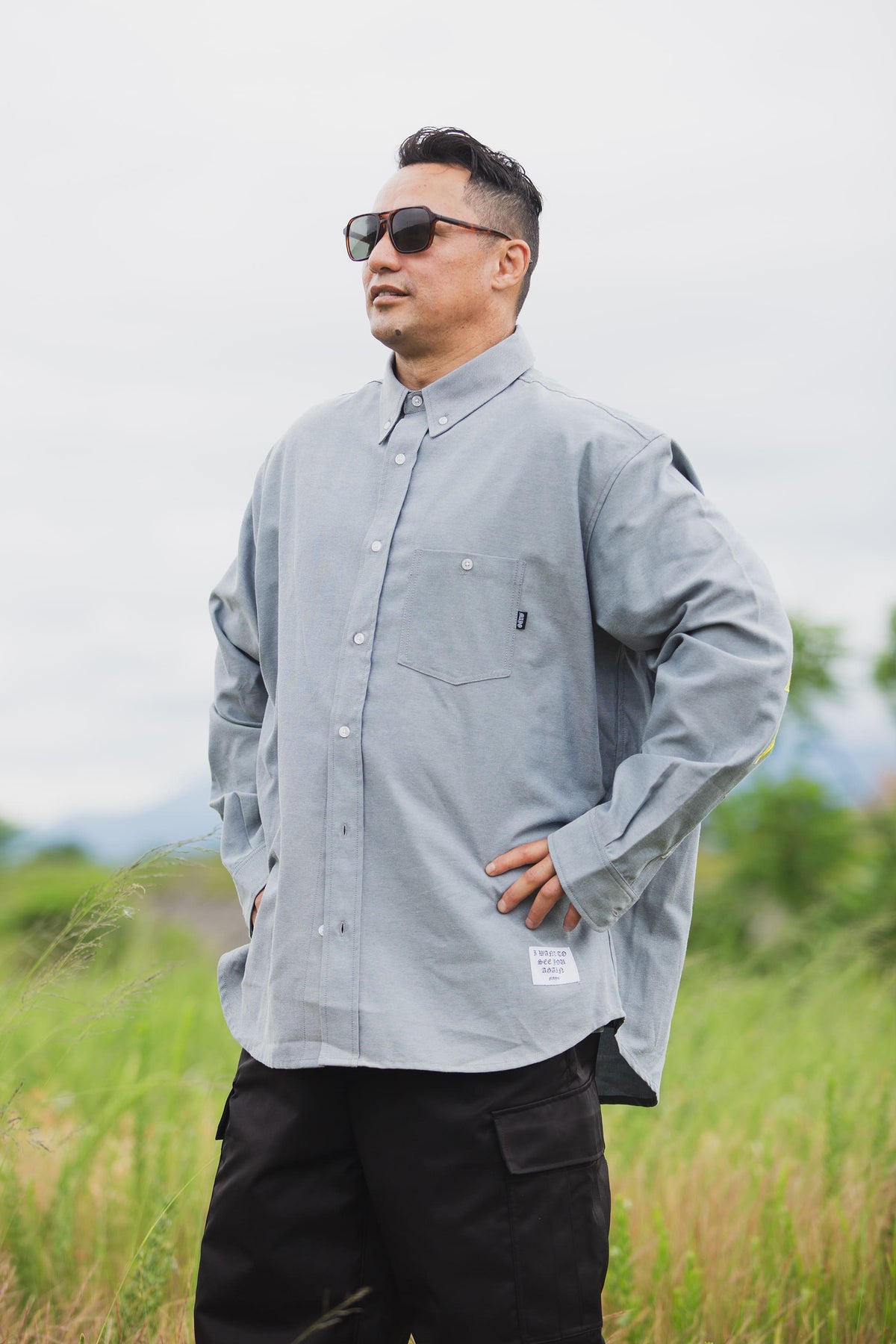 THUNDER FRANKEN EMBROIDERY LONG SLEEVED BUTTON-DOWN SHIRT