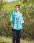 MARIA EMBROIDERY & PRINT RHINE STONE SHORT SLEEVE TEE