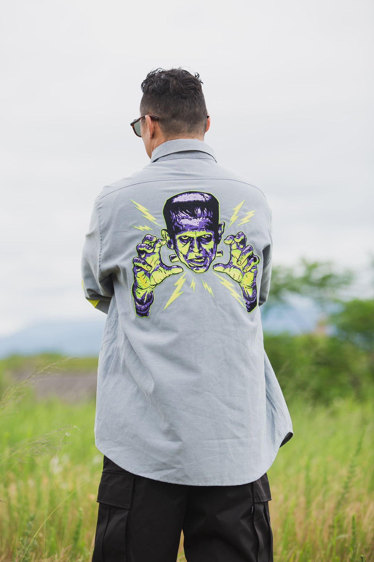 THUNDER FRANKEN EMBROIDERY LONG SLEEVED BUTTON-DOWN SHIRT