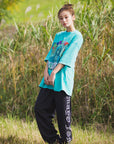 MARIA EMBROIDERY & PRINT RHINE STONE SHORT SLEEVE TEE