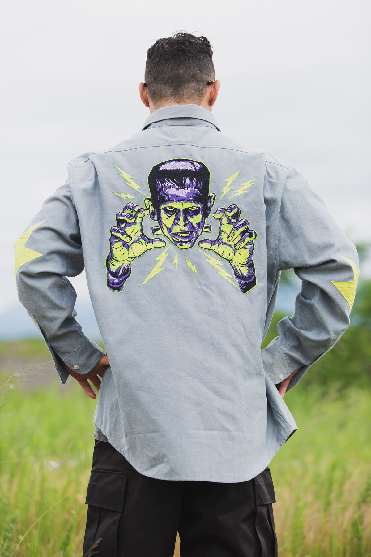THUNDER FRANKEN EMBROIDERY LONG SLEEVED BUTTON-DOWN SHIRT