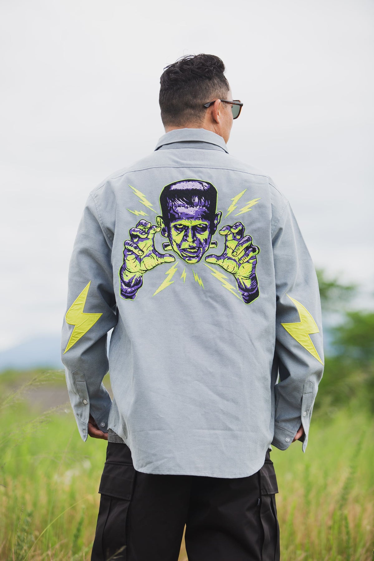 THUNDER FRANKEN EMBROIDERY LONG SLEEVED BUTTON-DOWN SHIRT