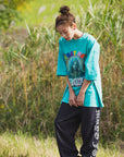 MARIA EMBROIDERY & PRINT RHINE STONE SHORT SLEEVE TEE