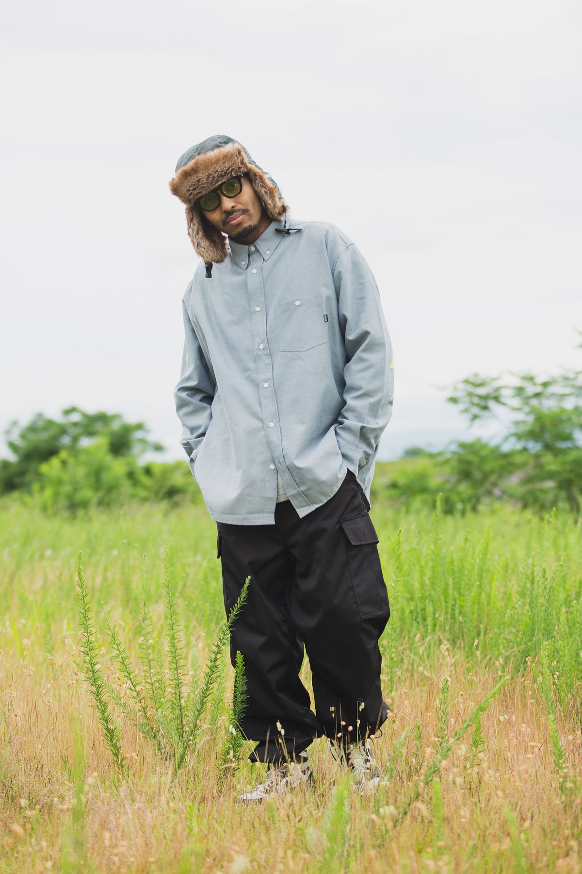 THUNDER FRANKEN EMBROIDERY LONG SLEEVED BUTTON-DOWN SHIRT