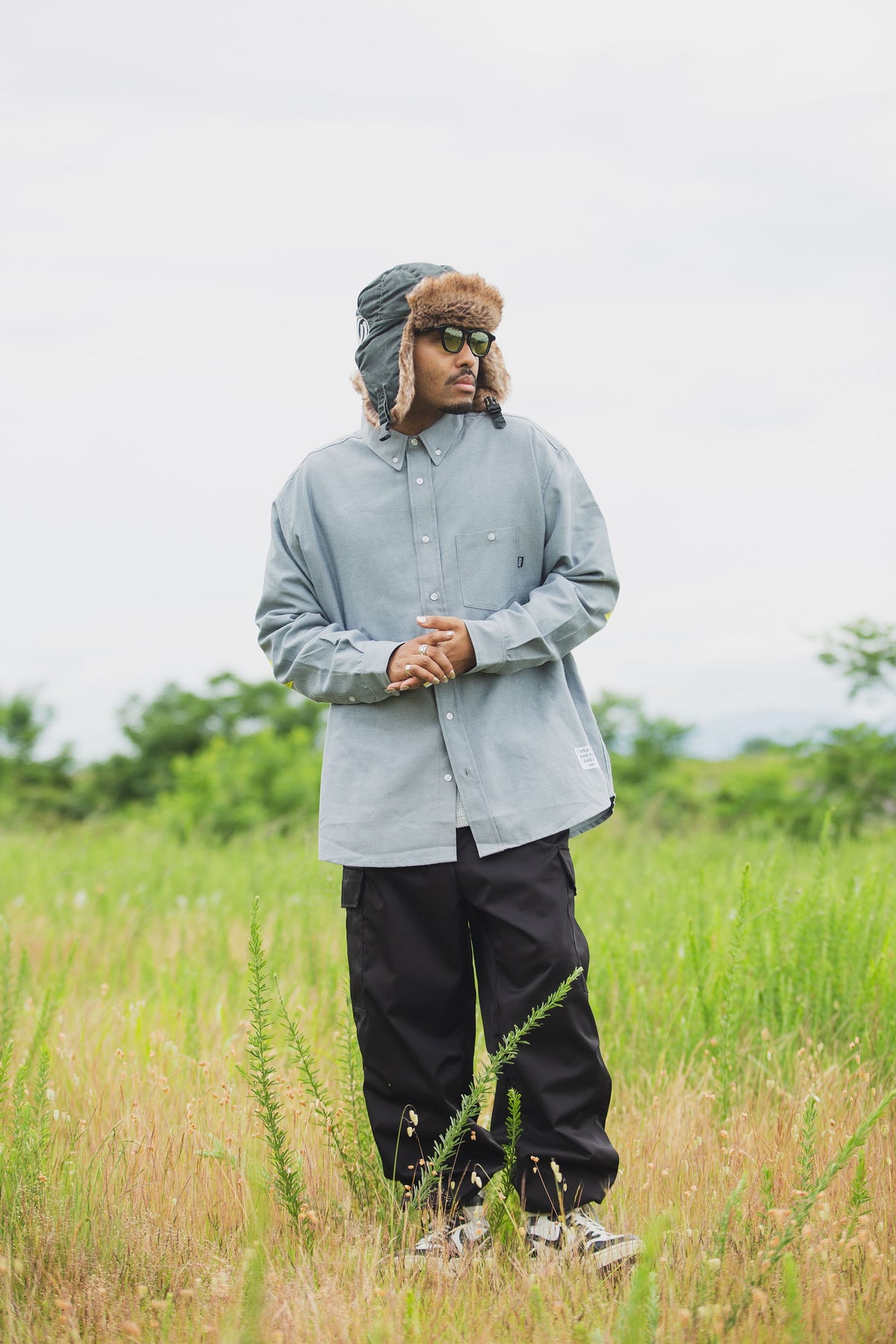 THUNDER FRANKEN EMBROIDERY LONG SLEEVED BUTTON-DOWN SHIRT