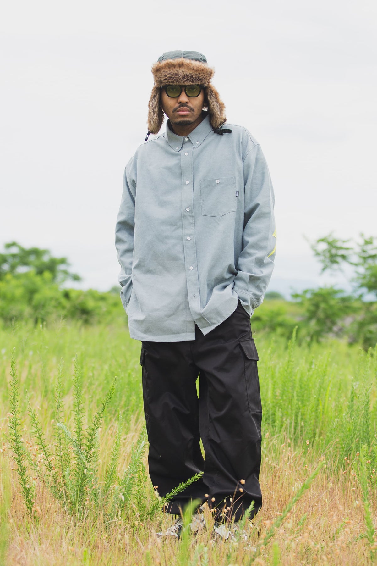 THUNDER FRANKEN EMBROIDERY LONG SLEEVED BUTTON-DOWN SHIRT