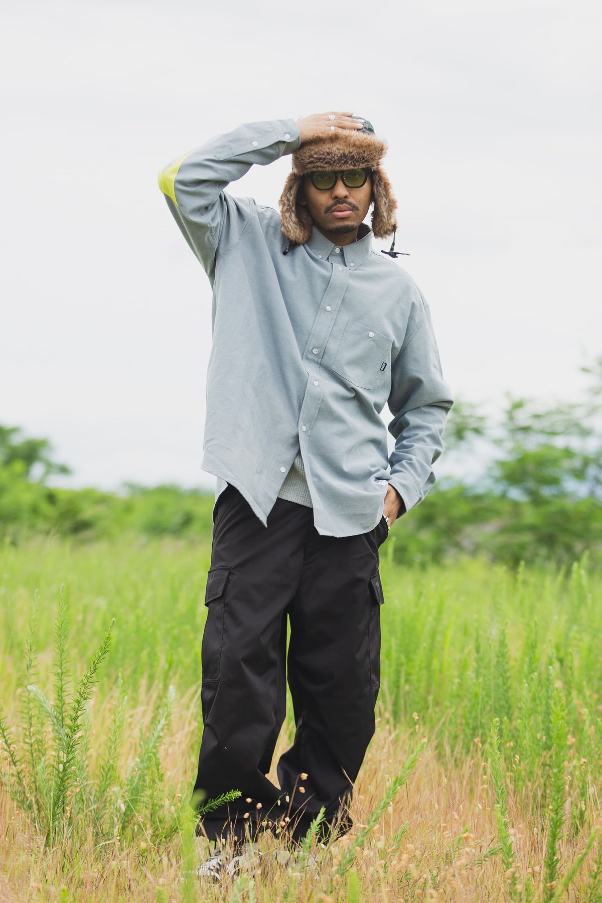 THUNDER FRANKEN EMBROIDERY LONG SLEEVED BUTTON-DOWN SHIRT