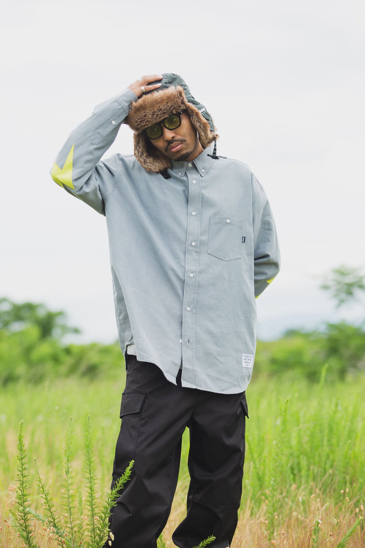 THUNDER FRANKEN EMBROIDERY LONG SLEEVED BUTTON-DOWN SHIRT