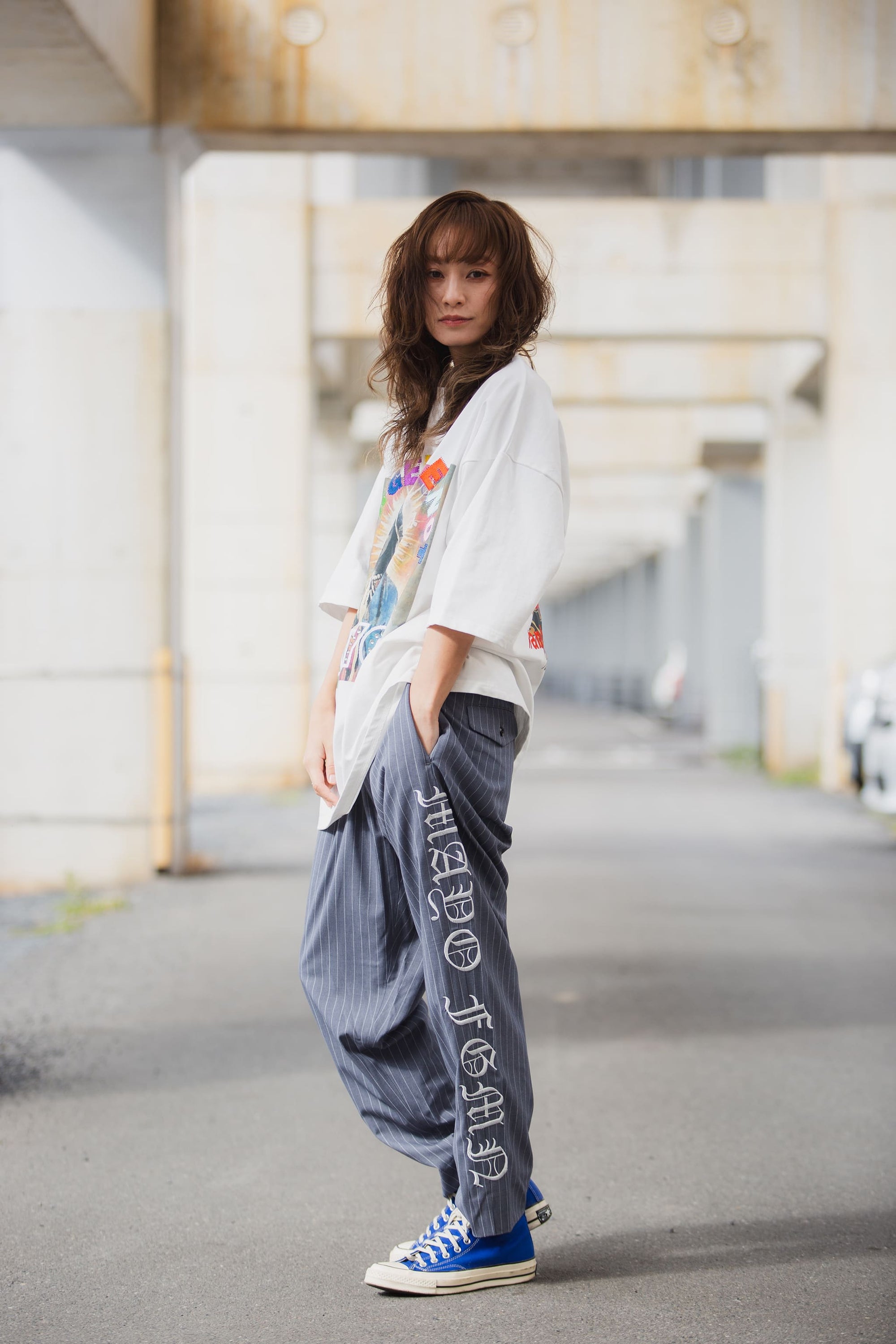 MAYO EMBROIDERY STRIPE EASY SLACKS