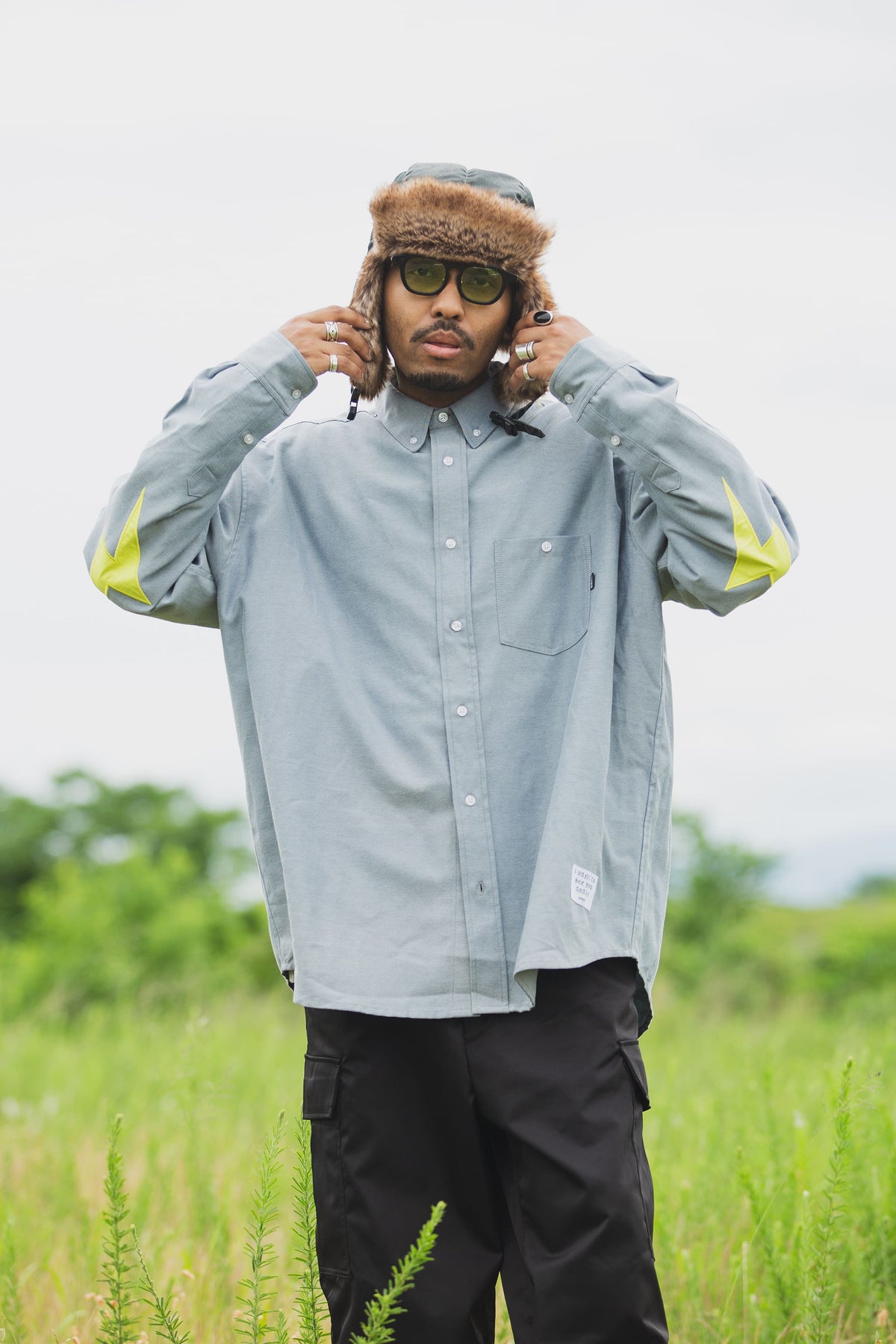 THUNDER FRANKEN EMBROIDERY LONG SLEEVED BUTTON-DOWN SHIRT