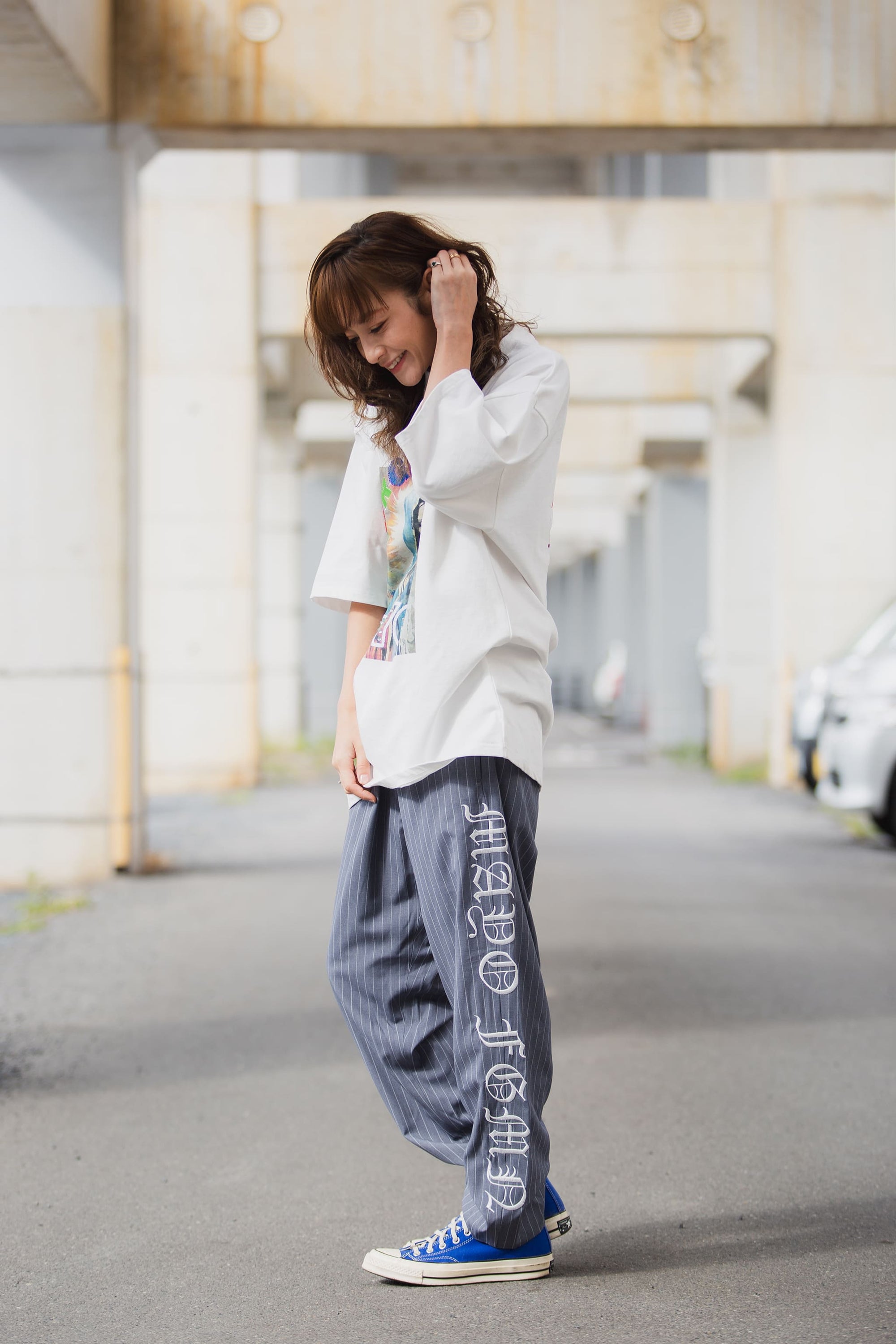 MAYO EMBROIDERY STRIPE EASY SLACKS