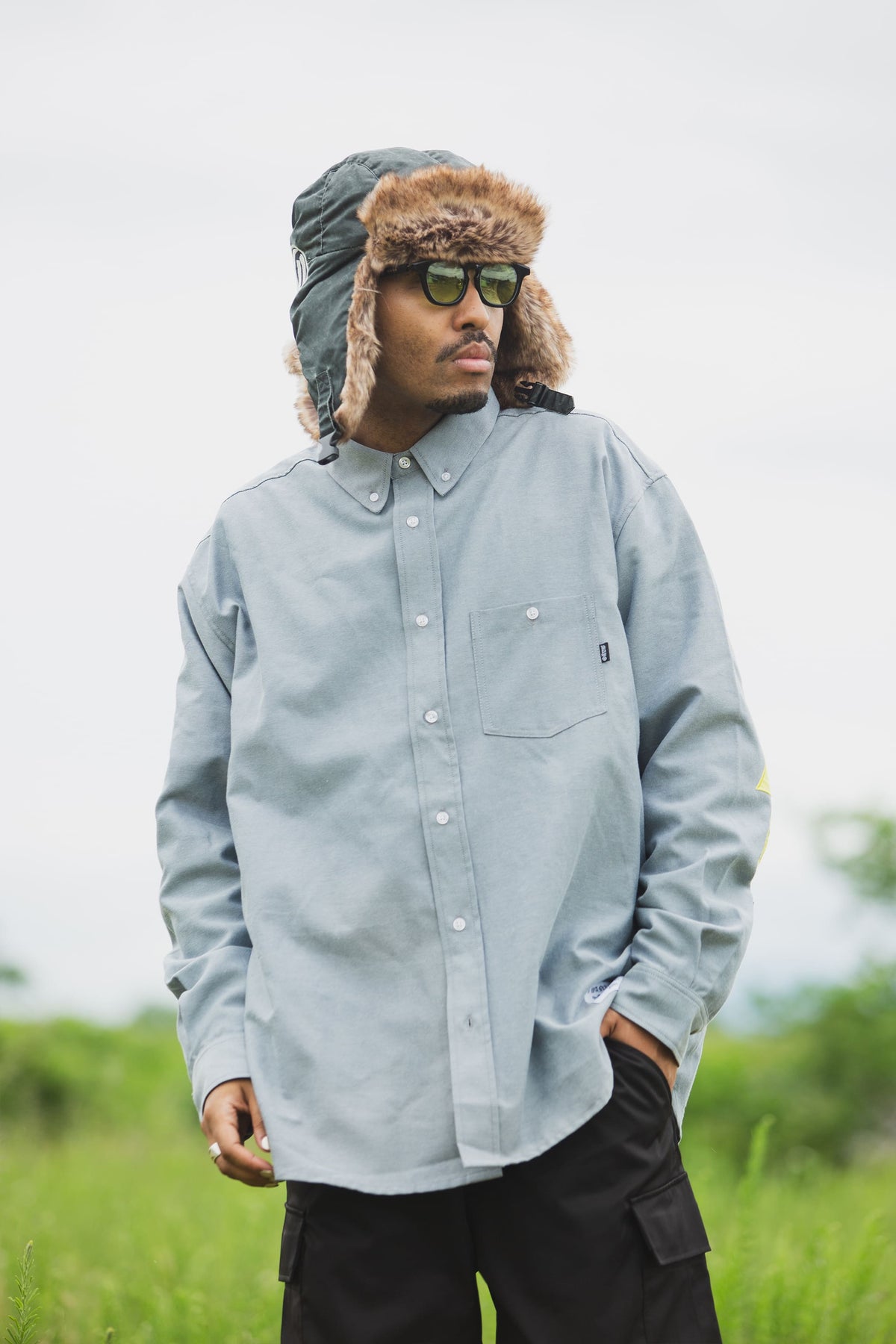 THUNDER FRANKEN EMBROIDERY LONG SLEEVED BUTTON-DOWN SHIRT