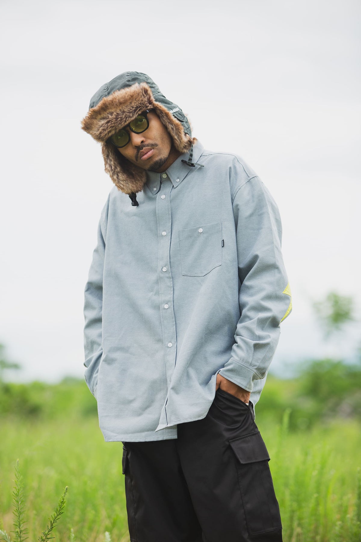 THUNDER FRANKEN EMBROIDERY LONG SLEEVED BUTTON-DOWN SHIRT