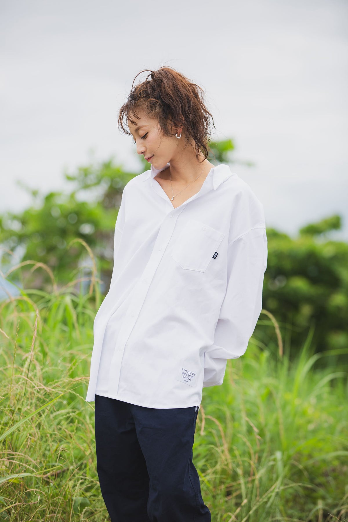 THUNDER FRANKEN EMBROIDERY LONG SLEEVED BUTTON-DOWN SHIRT