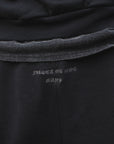 PLAIN EMBROIDERY SWEAT PANTS - BLACK