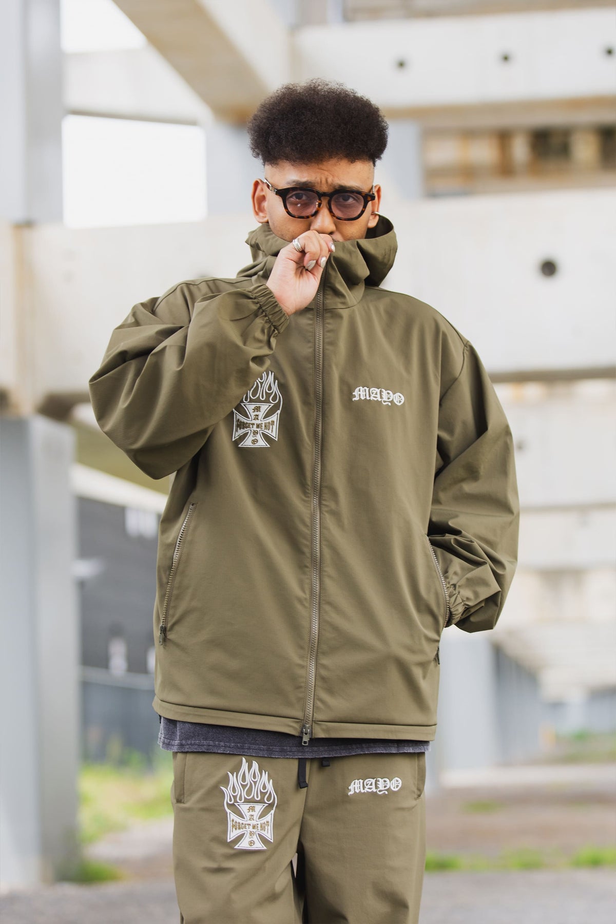 FIRE IRON CROSS EMBROIDERY NYLON JKT