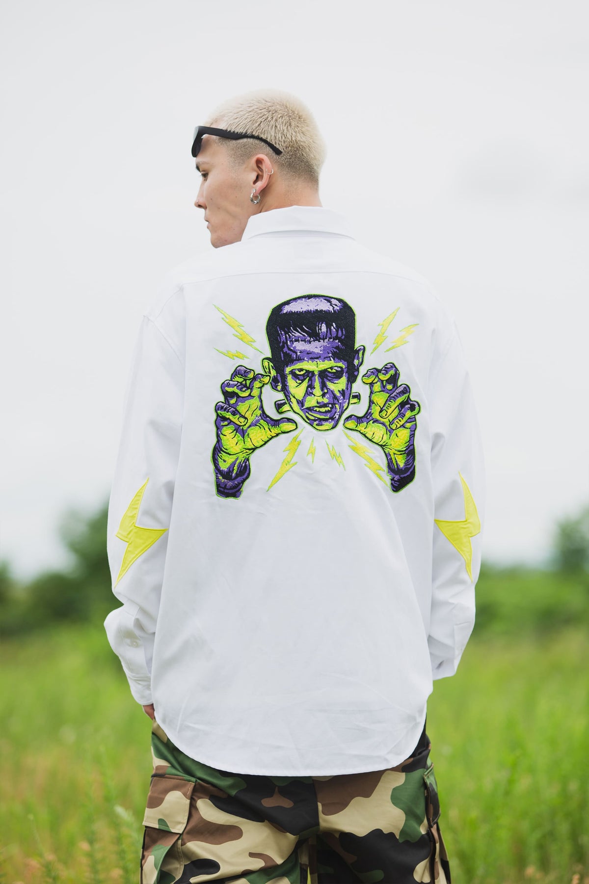 THUNDER FRANKEN EMBROIDERY LONG SLEEVED BUTTON-DOWN SHIRT