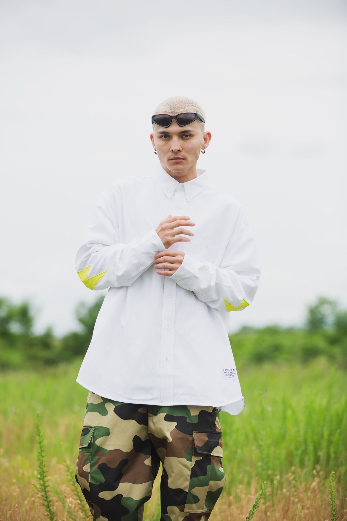 THUNDER FRANKEN EMBROIDERY LONG SLEEVED BUTTON-DOWN SHIRT