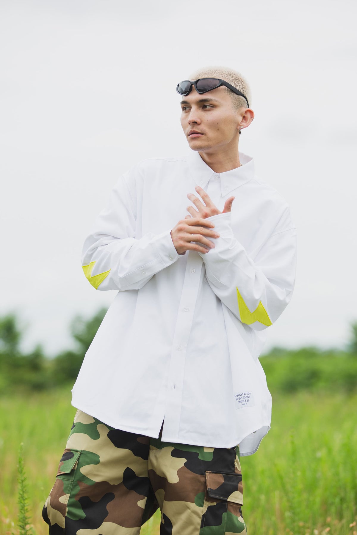 THUNDER FRANKEN EMBROIDERY LONG SLEEVED BUTTON-DOWN SHIRT