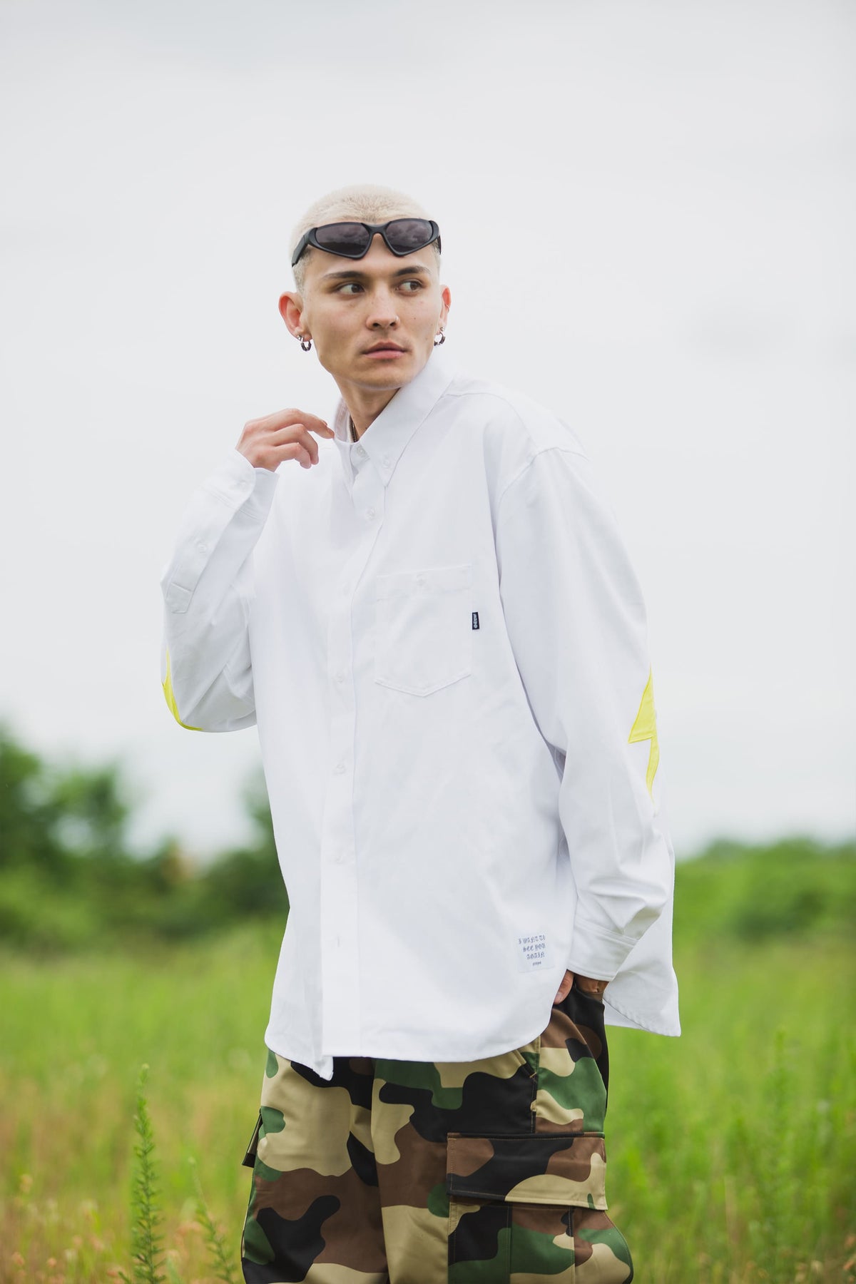 THUNDER FRANKEN EMBROIDERY LONG SLEEVED BUTTON-DOWN SHIRT