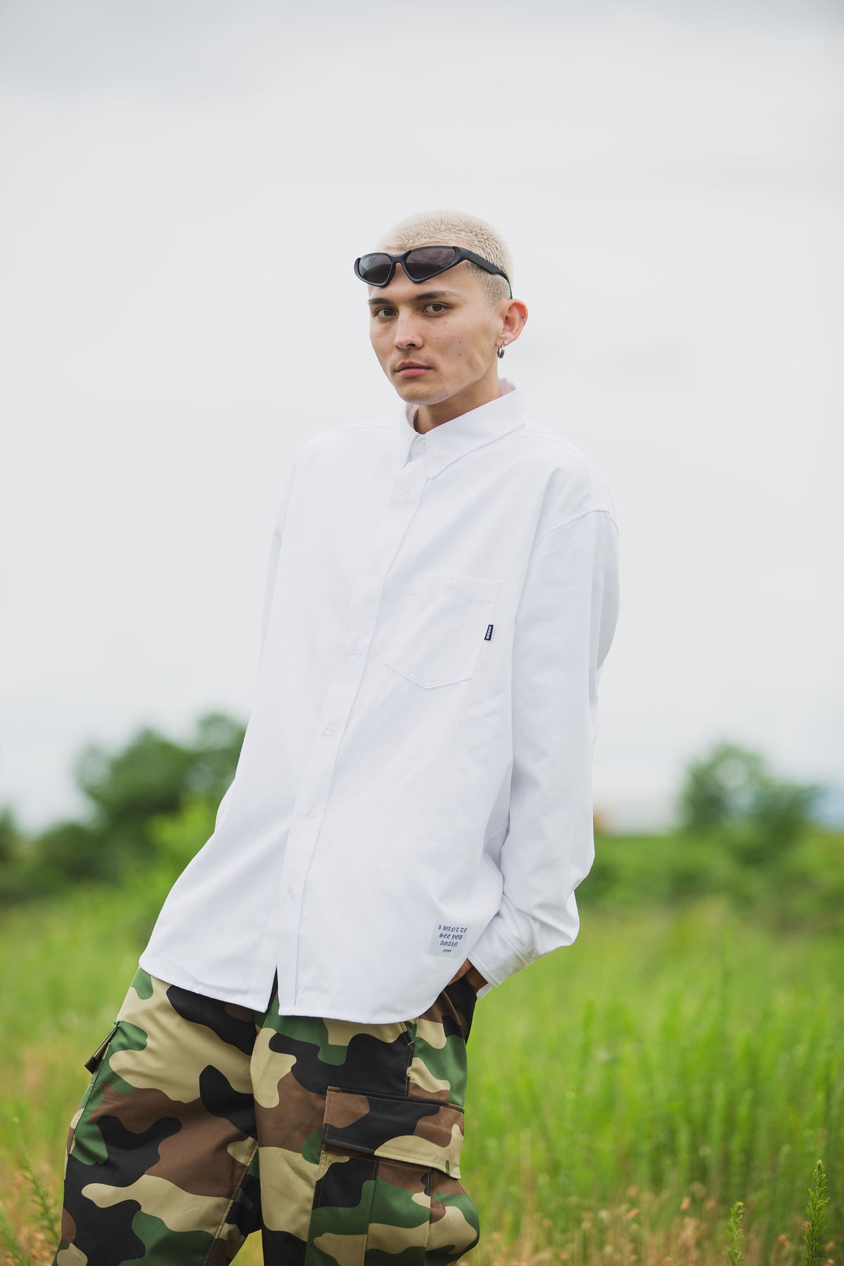 THUNDER FRANKEN EMBROIDERY LONG SLEEVED BUTTON-DOWN SHIRT