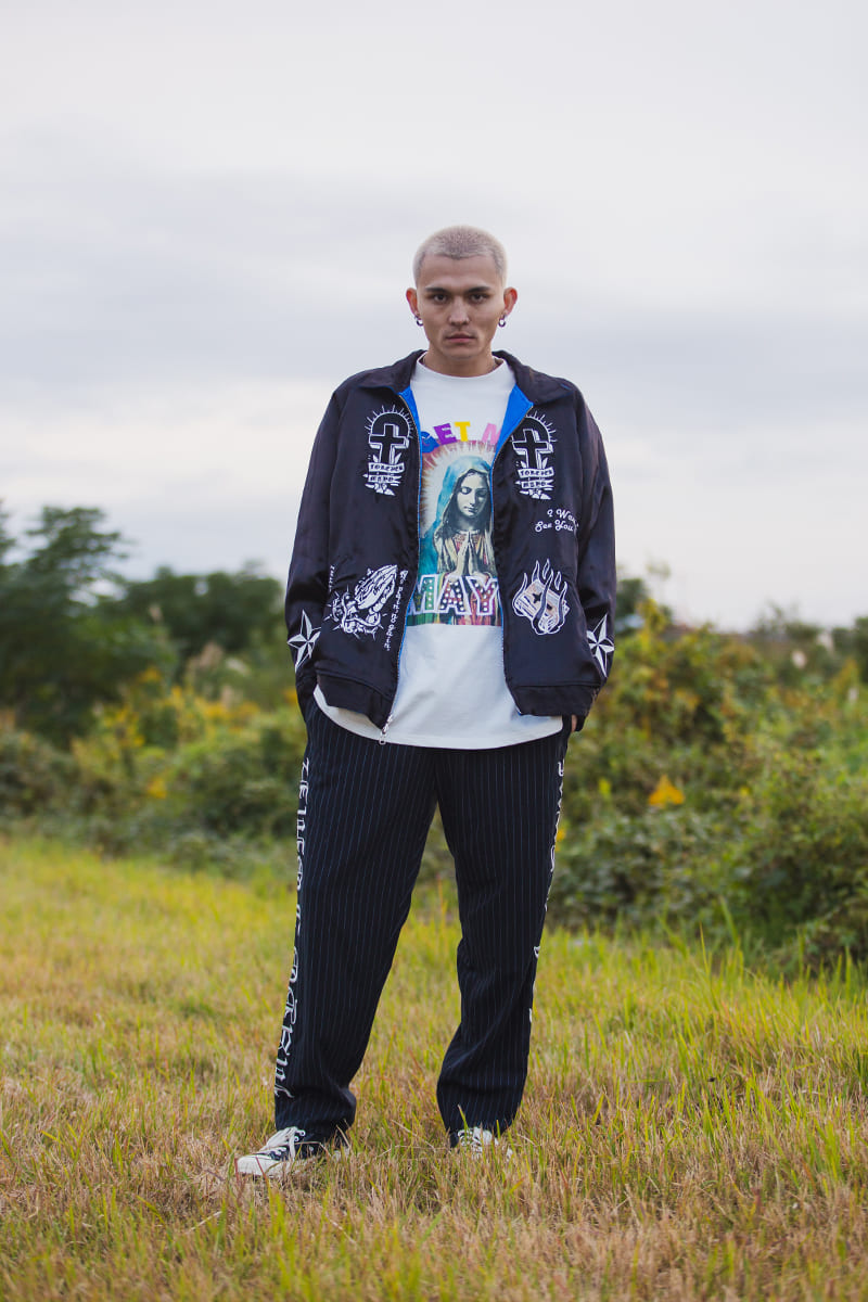 MAYO EMBROIDERY STRIPE EASY SLACKS