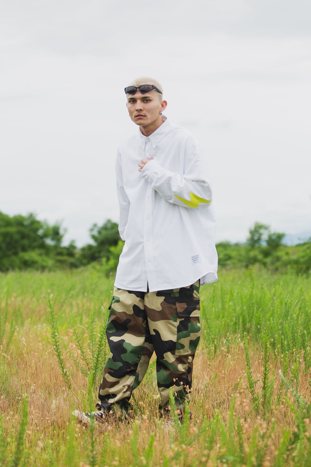 THUNDER FRANKEN EMBROIDERY LONG SLEEVED BUTTON-DOWN SHIRT