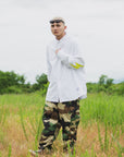 THUNDER FRANKEN EMBROIDERY LONG SLEEVED BUTTON-DOWN SHIRT