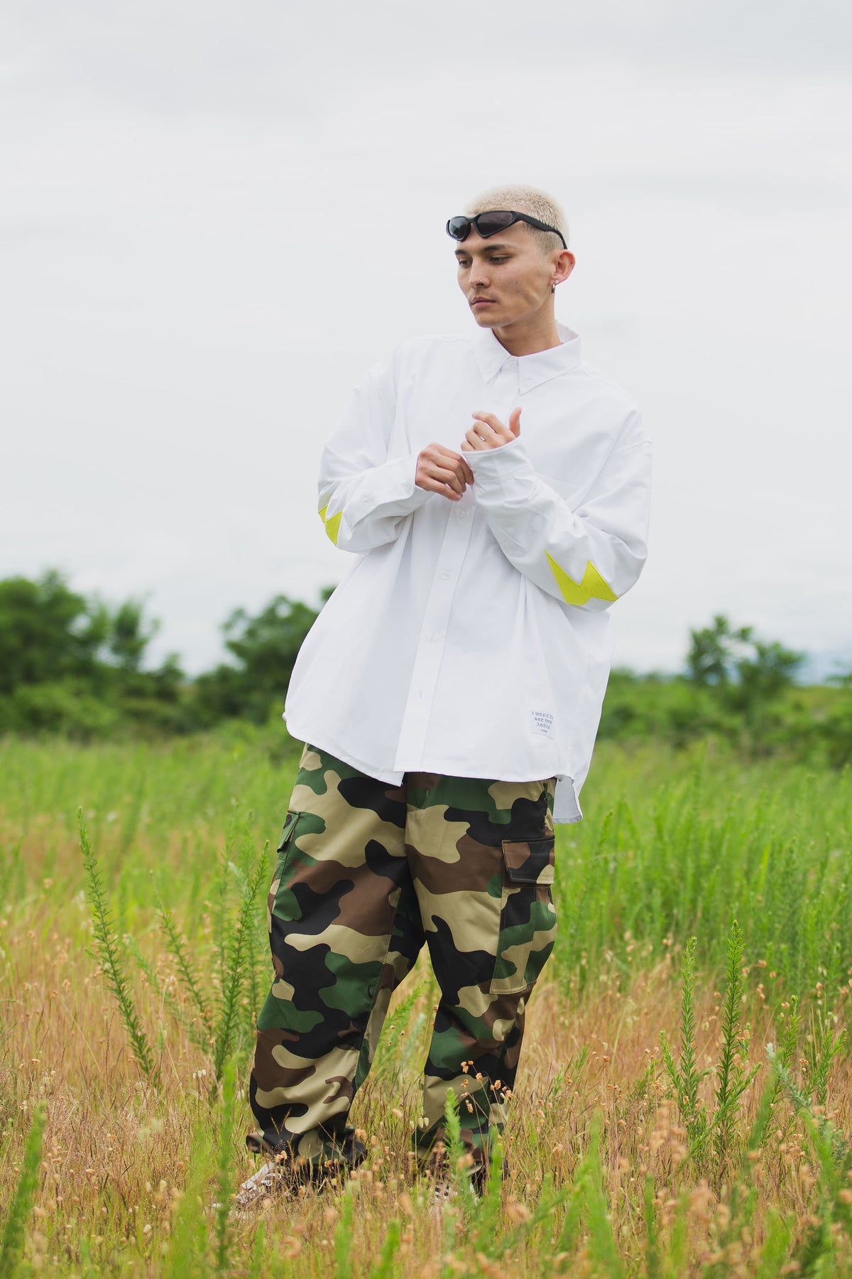 THUNDER FRANKEN EMBROIDERY LONG SLEEVED BUTTON-DOWN SHIRT