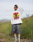 SKULL WEED EMBROIDERY & PRINT RHINE STONE LONG SLEEVE TEE