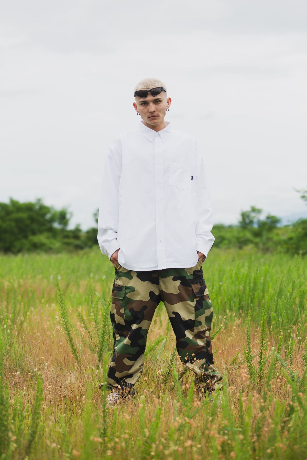 THUNDER FRANKEN EMBROIDERY LONG SLEEVED BUTTON-DOWN SHIRT