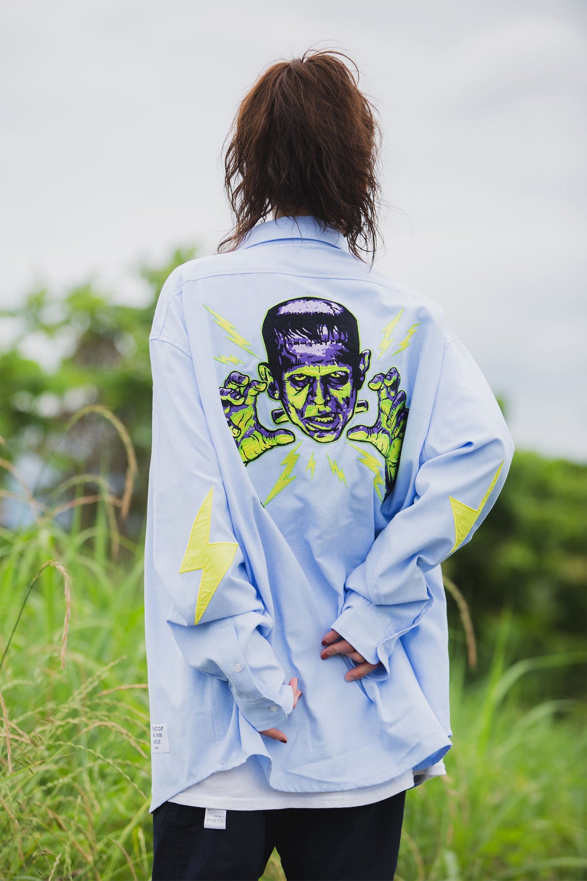 THUNDER FRANKEN EMBROIDERY LONG SLEEVED BUTTON-DOWN SHIRT