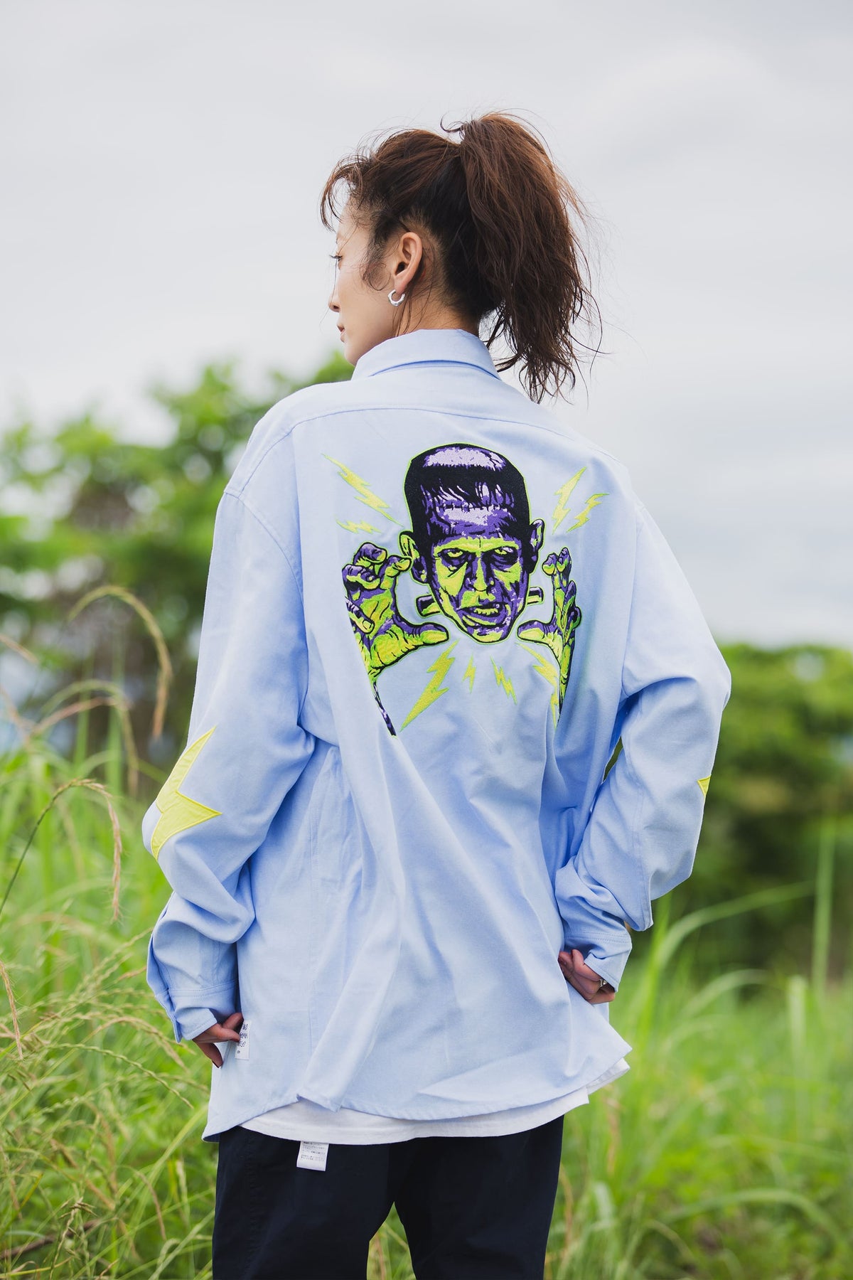 THUNDER FRANKEN EMBROIDERY LONG SLEEVED BUTTON-DOWN SHIRT