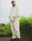 PLAIN EMBROIDERY SWEAT PANTS - OFF WHITE