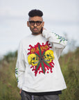 SKULL WEED EMBROIDERY & PRINT RHINE STONE LONG SLEEVE TEE