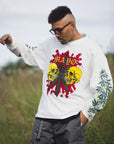 SKULL WEED EMBROIDERY & PRINT RHINE STONE LONG SLEEVE TEE