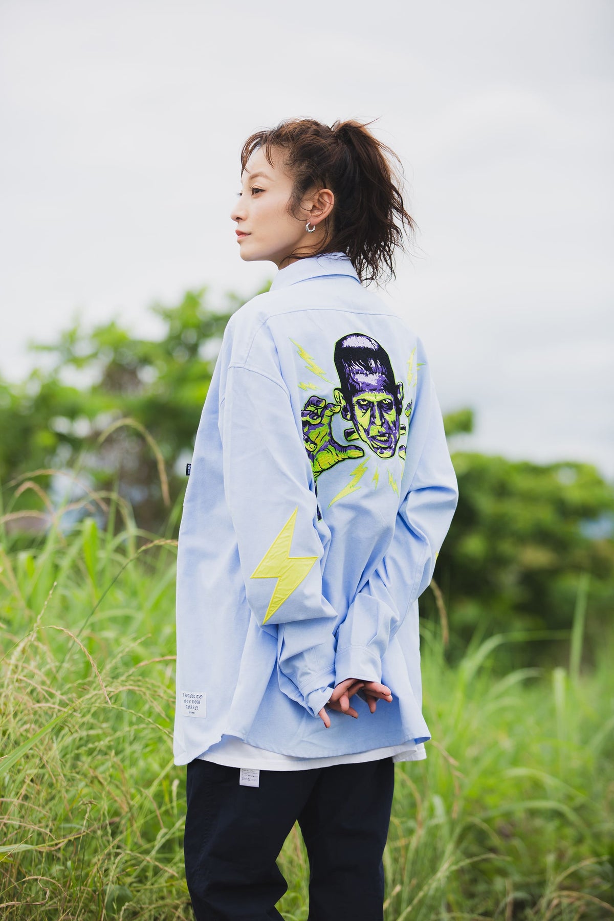 THUNDER FRANKEN EMBROIDERY LONG SLEEVED BUTTON-DOWN SHIRT
