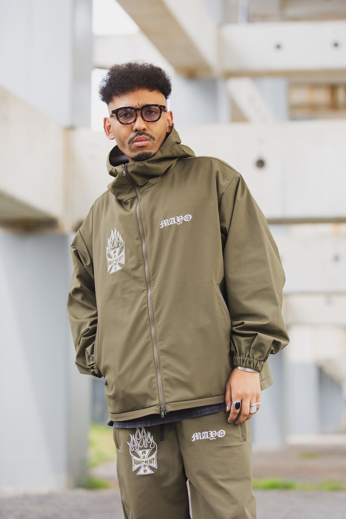 FIRE IRON CROSS EMBROIDERY NYLON JKT