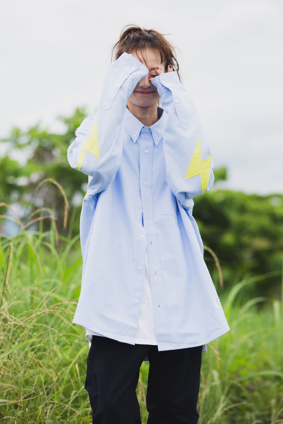 THUNDER FRANKEN EMBROIDERY LONG SLEEVED BUTTON-DOWN SHIRT