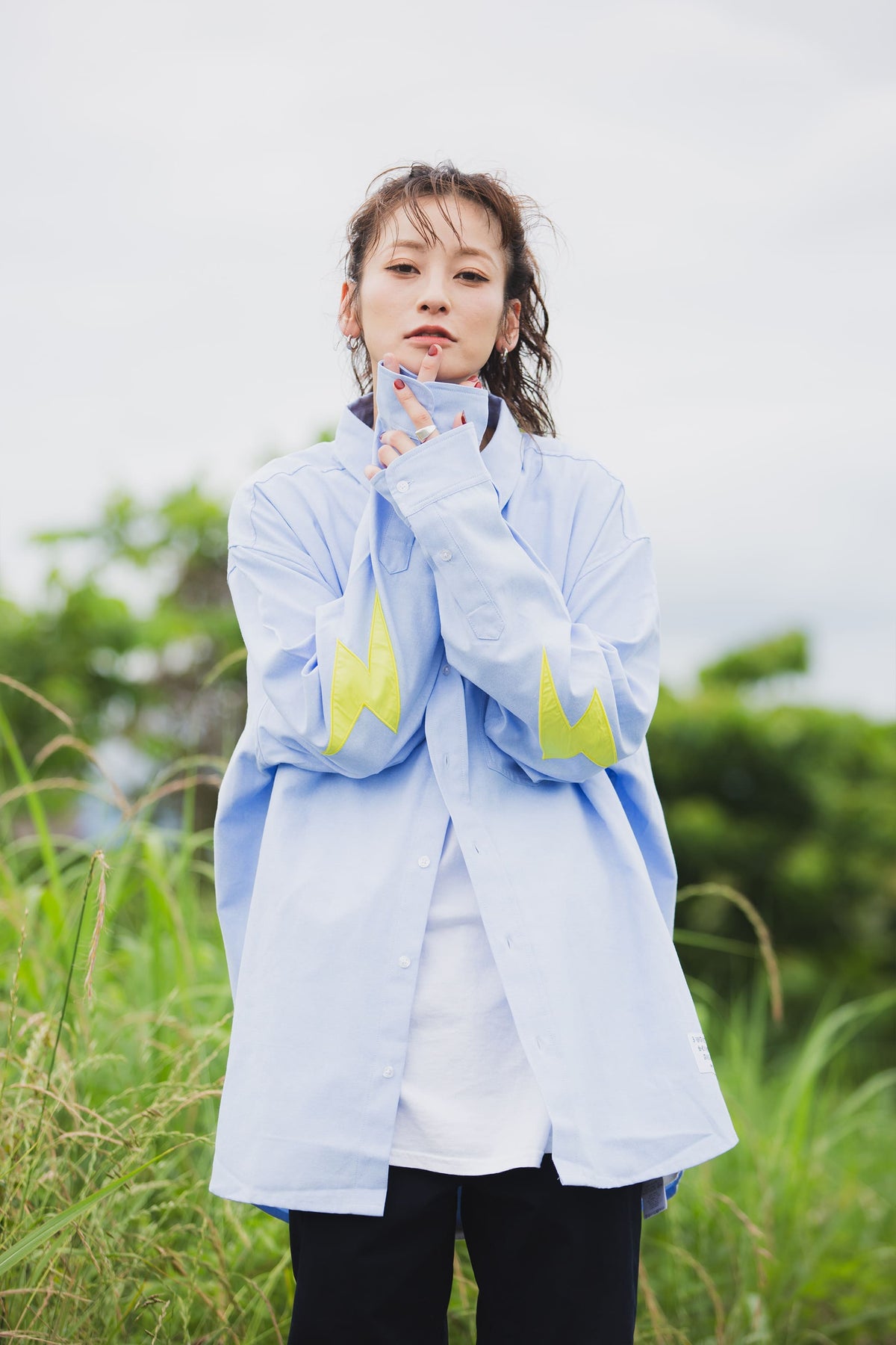 THUNDER FRANKEN EMBROIDERY LONG SLEEVED BUTTON-DOWN SHIRT