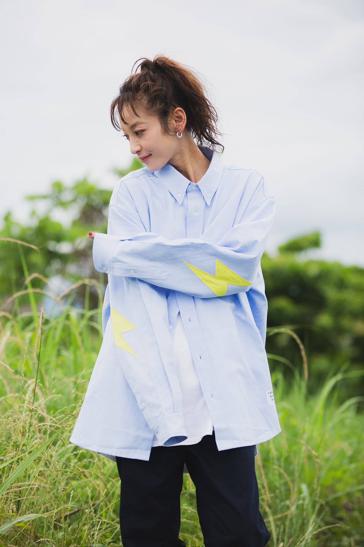 THUNDER FRANKEN EMBROIDERY LONG SLEEVED BUTTON-DOWN SHIRT