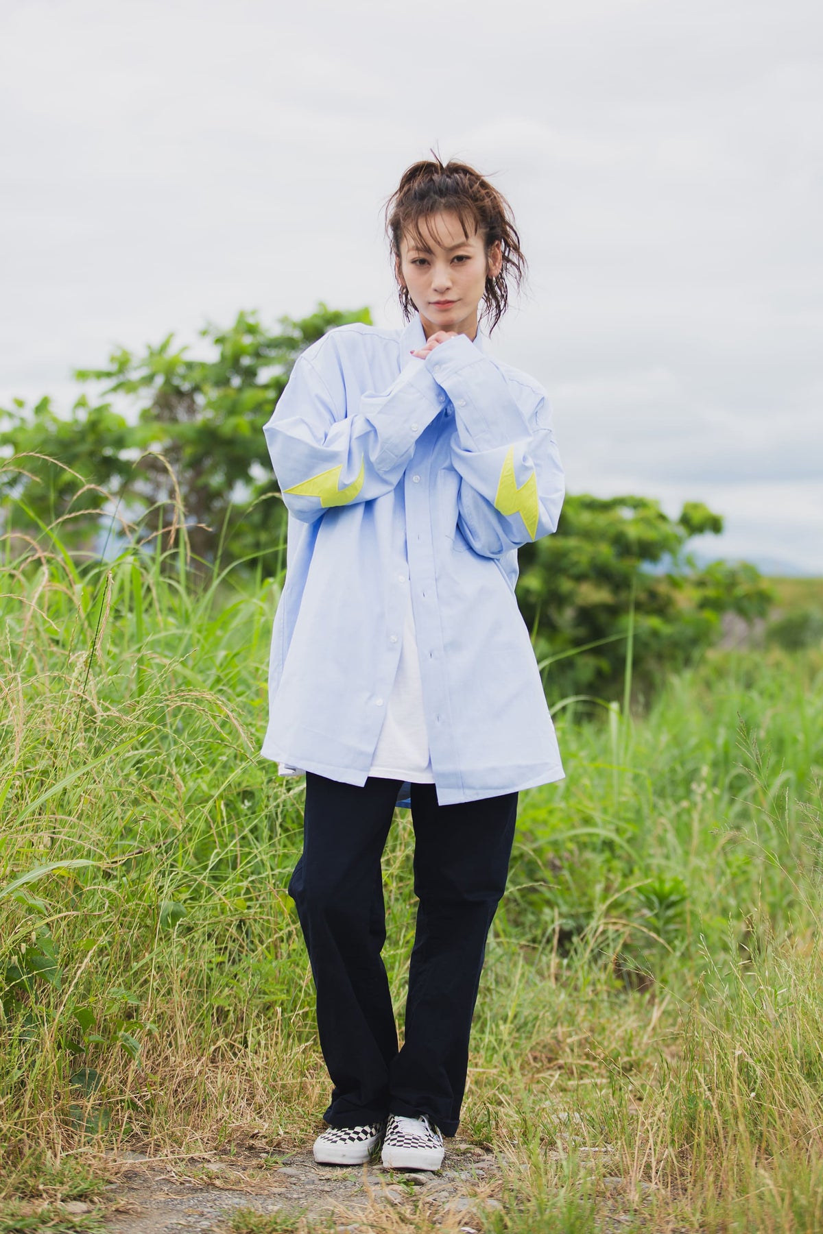 THUNDER FRANKEN EMBROIDERY LONG SLEEVED BUTTON-DOWN SHIRT