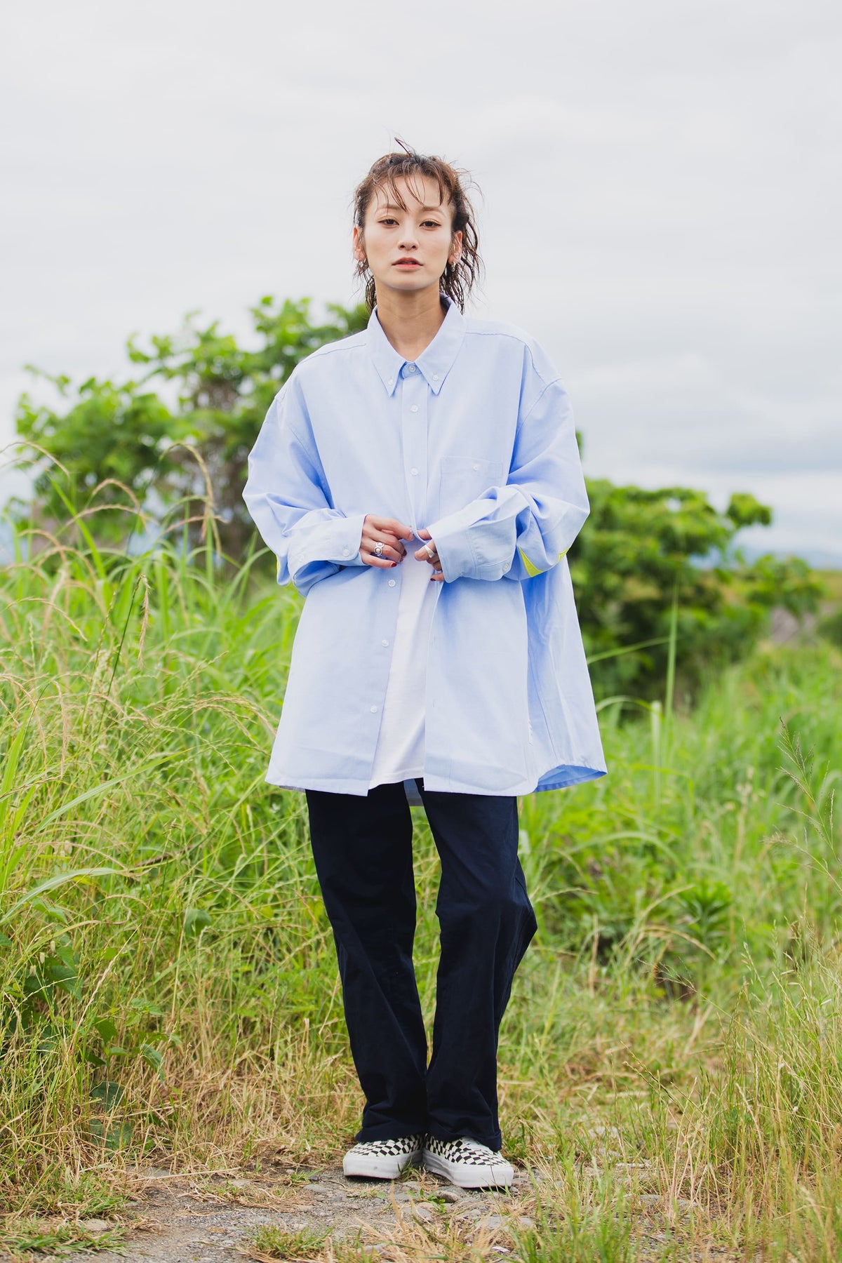 THUNDER FRANKEN EMBROIDERY LONG SLEEVED BUTTON-DOWN SHIRT
