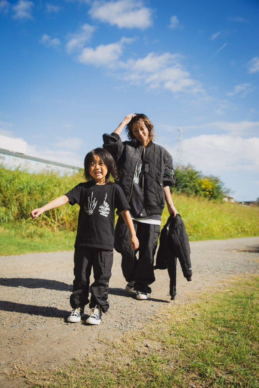 【KIDS】FGMN MAYO EMBROIDERY NYLON CARGO PANTS - BLACK