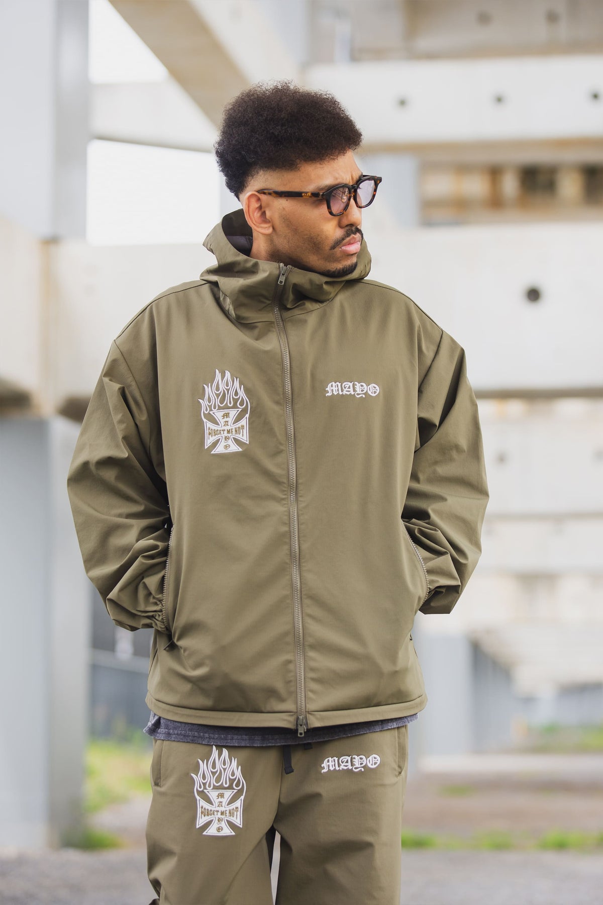 FIRE IRON CROSS EMBROIDERY NYLON JKT