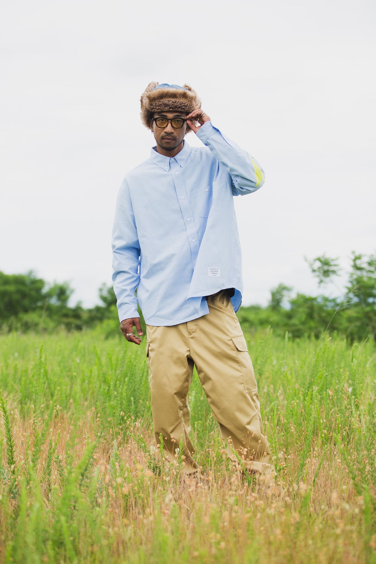 THUNDER FRANKEN EMBROIDERY LONG SLEEVED BUTTON-DOWN SHIRT