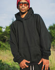 PLAIN EMBROIDERY HOODIE - DARK GREEN