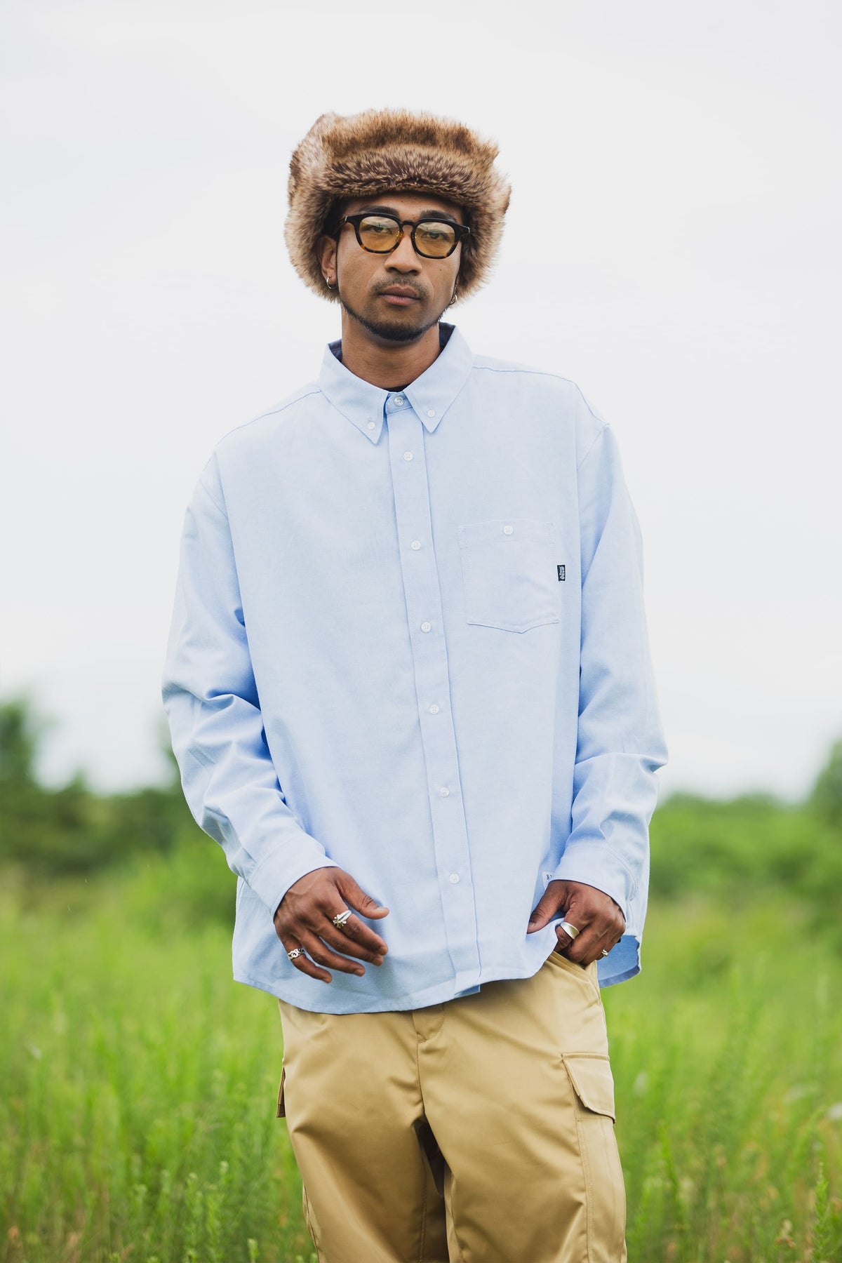 THUNDER FRANKEN EMBROIDERY LONG SLEEVED BUTTON-DOWN SHIRT